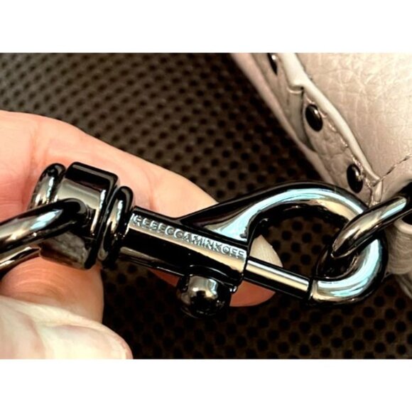 Rebecca Minkoff Shoulder Bag Purse Darren Blue-Gray Pebbled Leather Studs Women - Picture 15 of 16